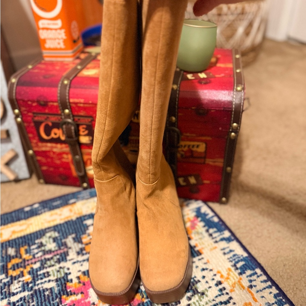 Madden Girl Tan Heeled Boots Size 8
